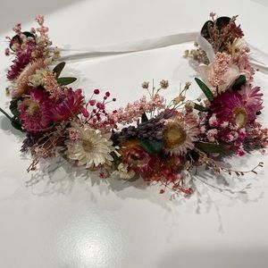 Little girls dried flower wreath